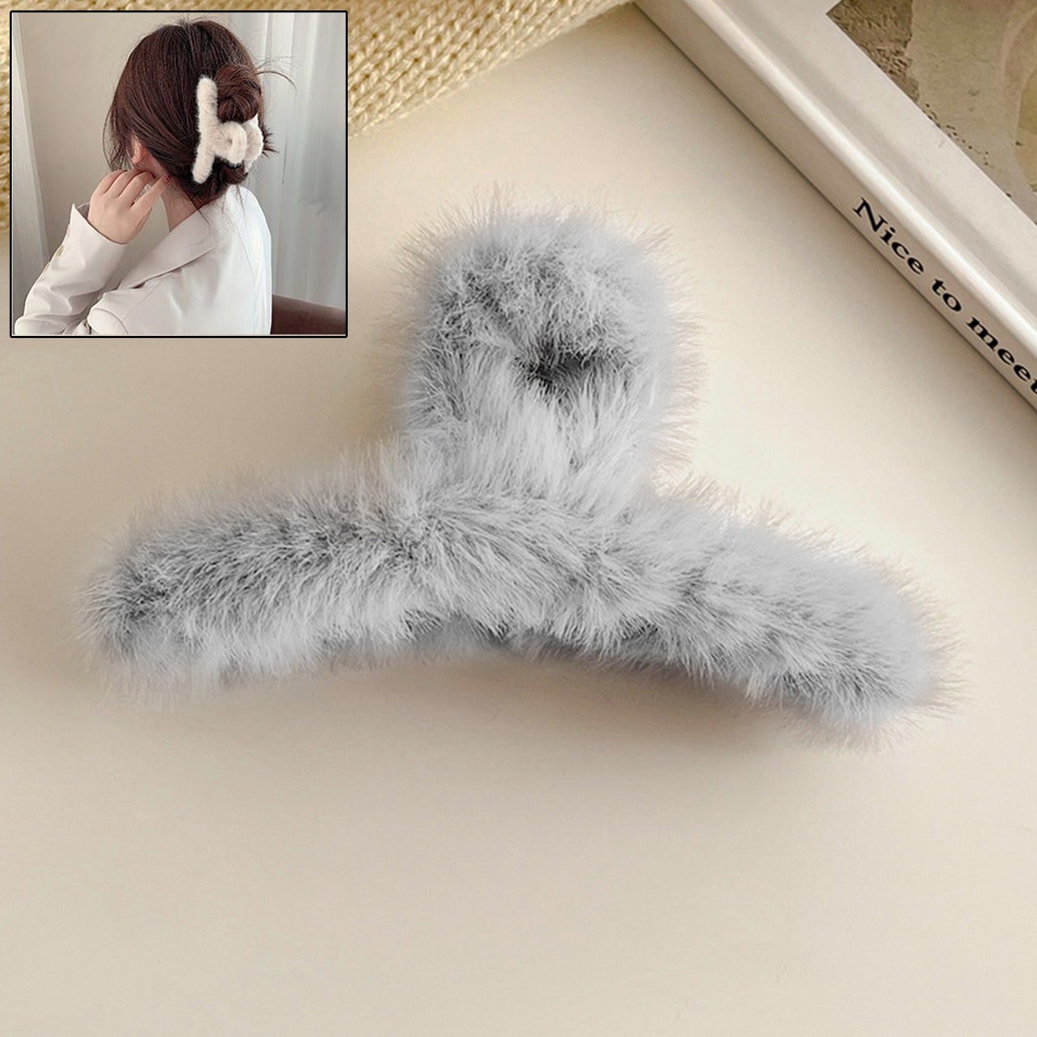 Large Plush Hair Claw Clips, Plastic Fluffy Hair Claw Hair Large Plush Hair Claw Clips, Plastic Fluffy Hair Claw Hair